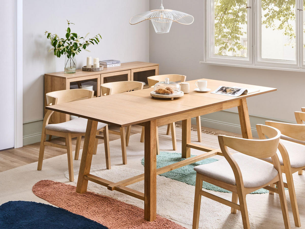 JÍDELNÍ STŮL vysunovací Světlý Jasan 160-200/90 cm Barnes - světle hnědá, kompozitní dřevo (160/90/76cm) - Beliani