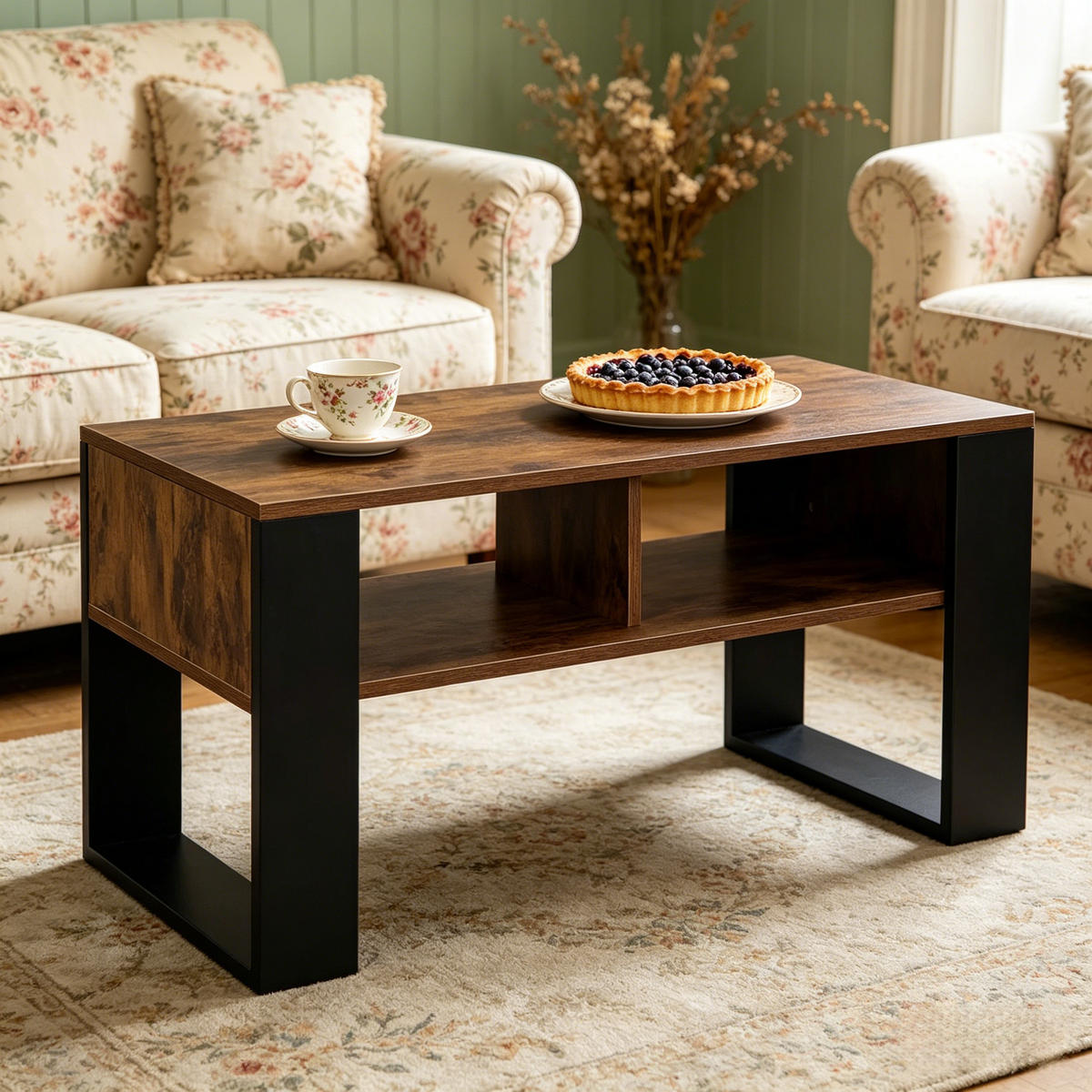 COUCHTISCH Schwarz/Braun 90/45/45,5 cm - Schwarz, Holz (45/90/45.5cm) - PANGIVO