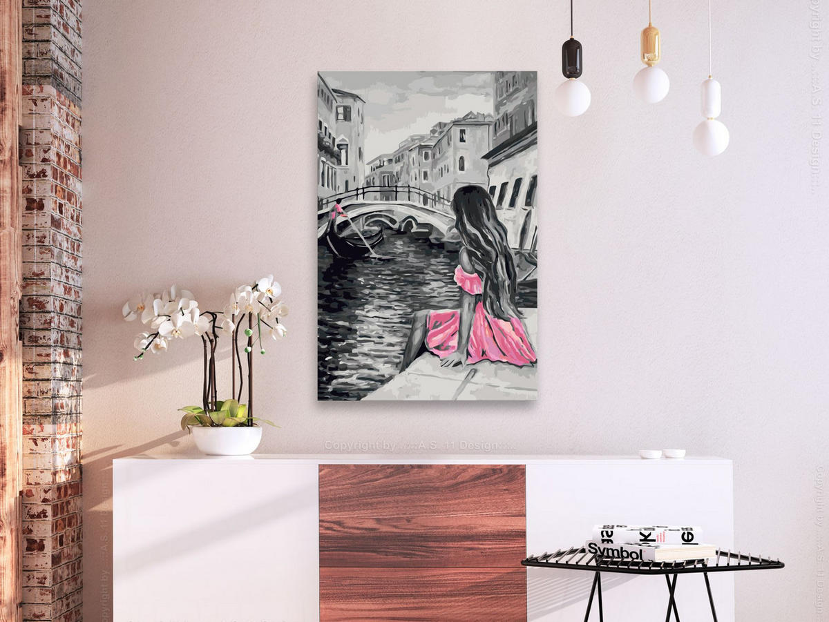 MALEN NACH ZAHLEN 40/50 cm - Pink/Grau, Textil (1.4/50cm) - KUNSTLOFT