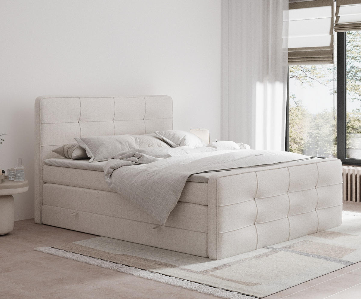 BOXSPRINGBETT Semplice Beige 180/200 cm - Beige/Schwarz, Holz/Holzwerkstoff (180/200cm) - Maison de Reve
