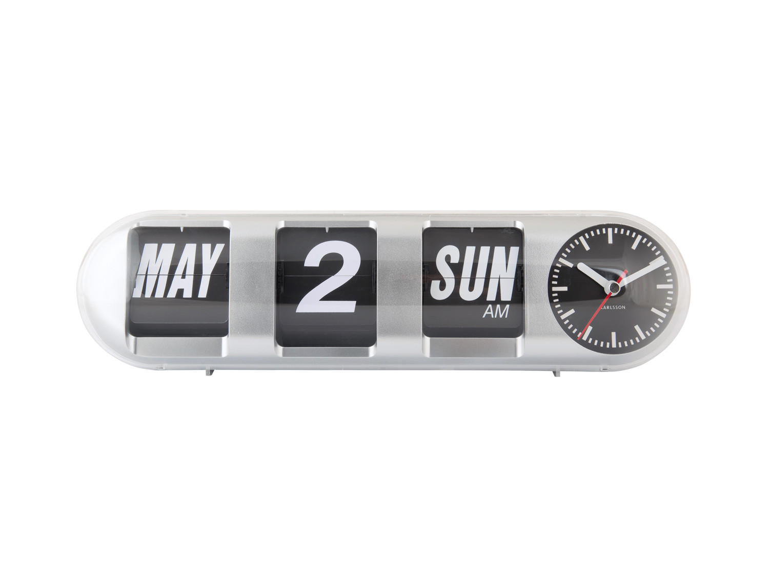 WANDUHR Tube Flip 38/10/13 cm - Silberfarben, Kunststoff (10/13/38cm) - Karlsson