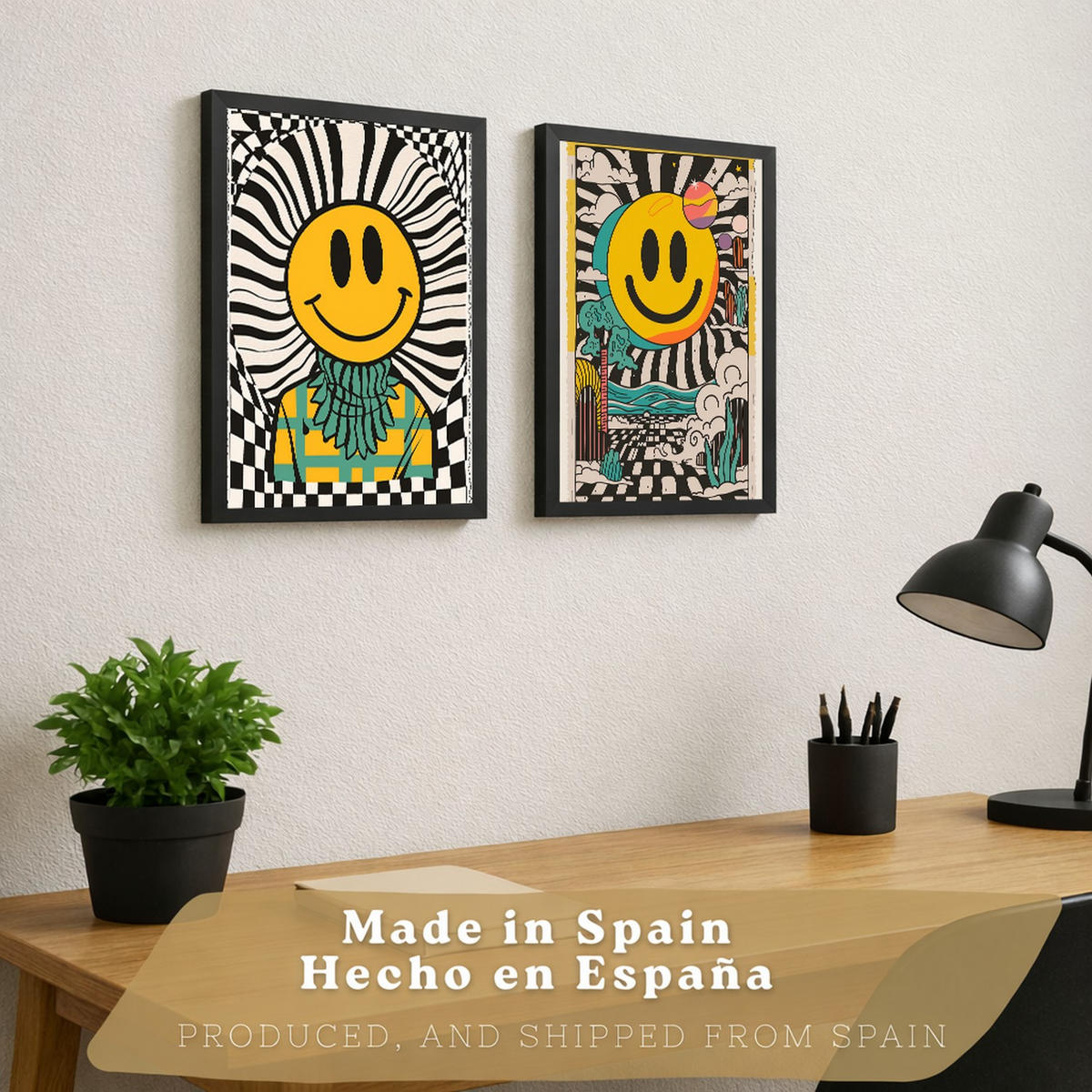 PLAKAT Sada 2 Emoji A4 Černý rám - černá, papír (29.7/1/21cm) - Nacnic