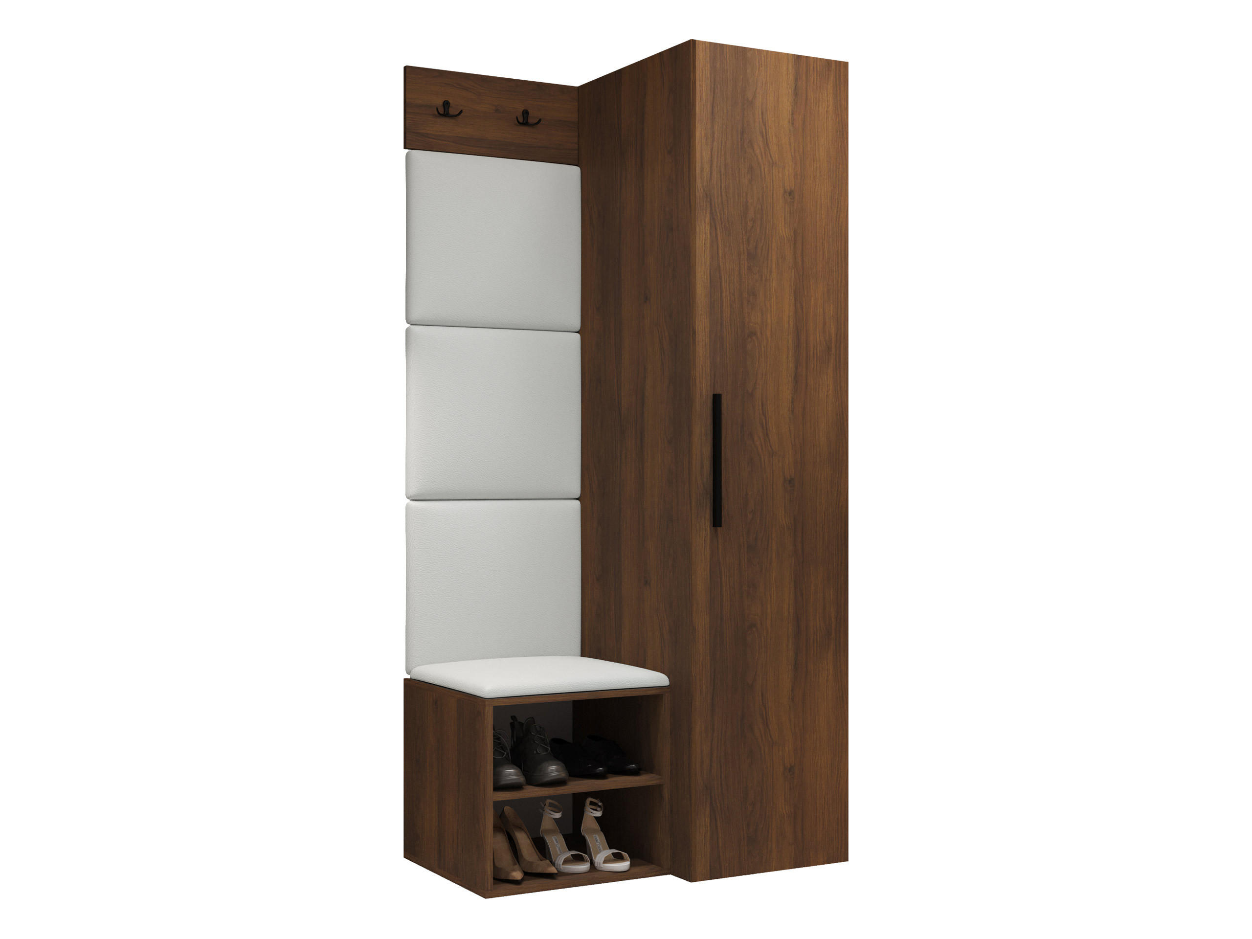 GARDEROBEN-SET Medi III - Nussbaumfarben/Schwarz, Holzwerkstoff/Kunststoff (40/191/50cm) - MIRJAN24