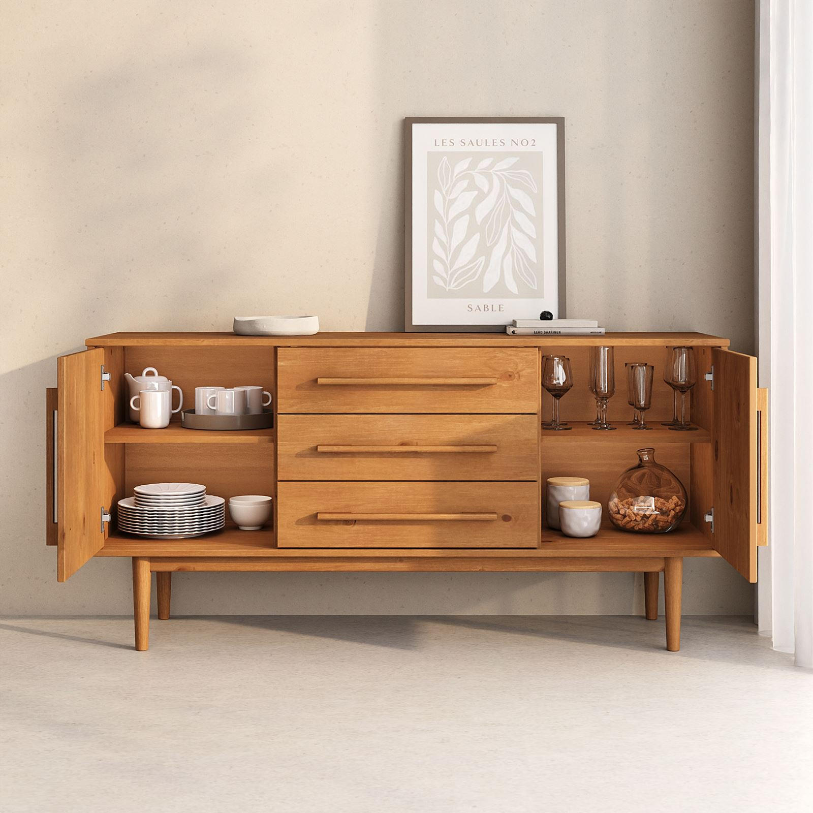 SIDEBOARD TECCA - Eichefarben, Holz (145/71/43cm) - IDIMEX