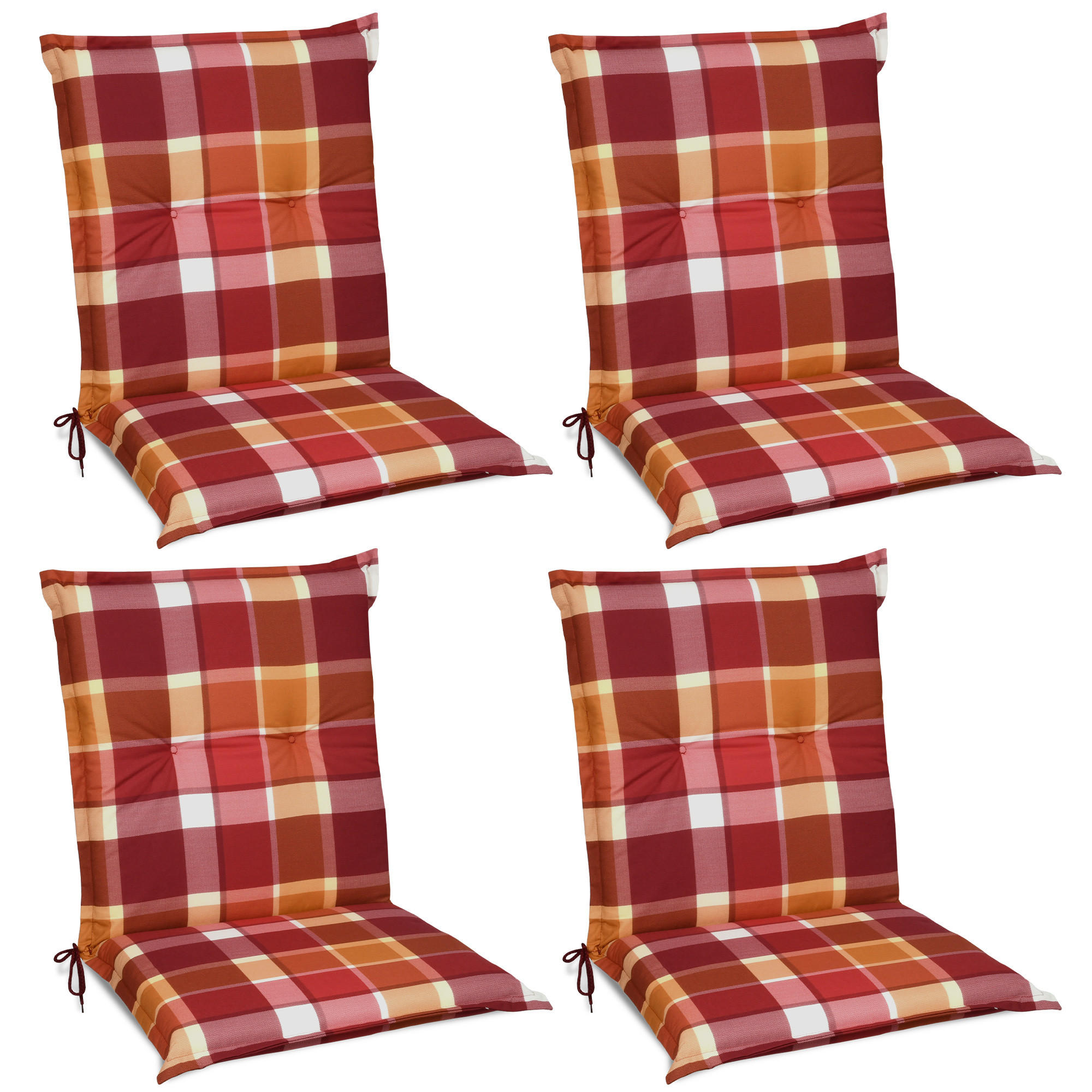 NIEDERLEHNERAUFLAGE Sunny BK 100/50/6cm Rot-Kariert 4tlg - Rot, Textil (50/6/100cm) - Beautissu 