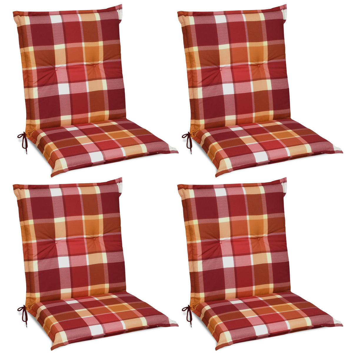NIEDERLEHNERAUFLAGE Sunny BK 100/50/6cm Rot-Kariert 4tlg - Rot, Textil (50/6/100cm) - Beautissu 