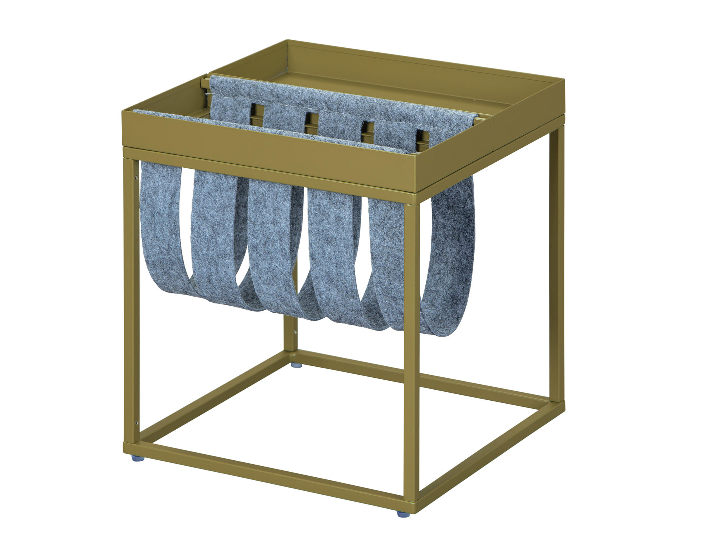 COUCHTISCH mit Magazinhalter olivenfarben und grau - Grau, Holzwerkstoff (35/35/40cm) - ebuy24