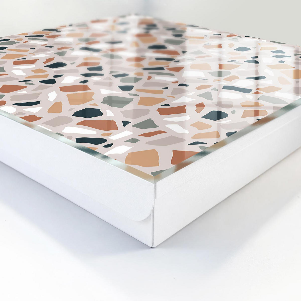 SCHLÜSSELBOX Weiß 30x30 cm – Türöffnung nach rechts - Steinmosaik - Beige, Metall (30/30/5cm) - TULUP
