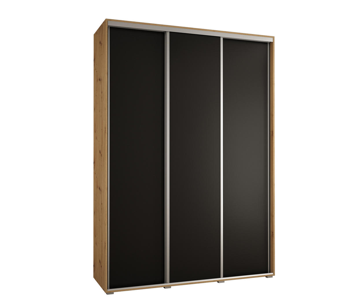 SCHWEBETÜRENSCHRANK 235,2/170/60 3-türig - Silberfarben/Schwarz, Holz/Metall (170/235/60cm) - Abiks Möbel