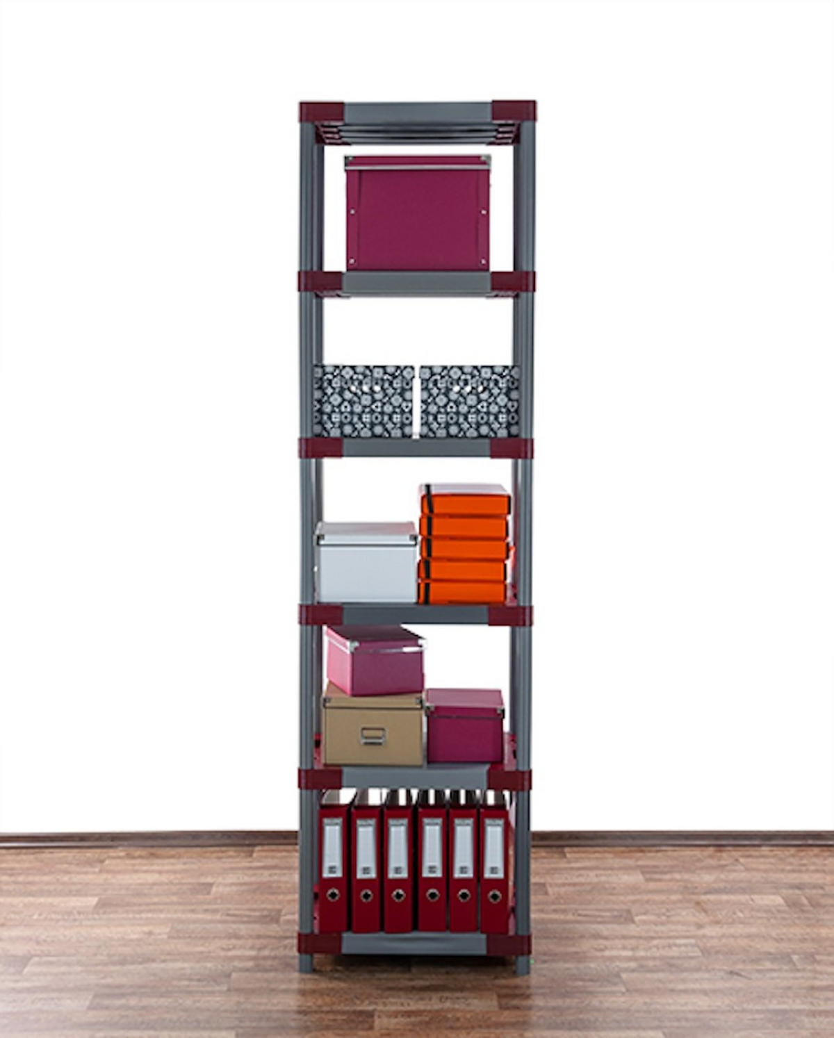 KUNSTSTOFFREGAL GREY BEAR Extra-Tall 220x60x46cm Fachlast 120kg Grau-Rot - Rot, Kunststoff (60/222/46cm) - PROREGAL