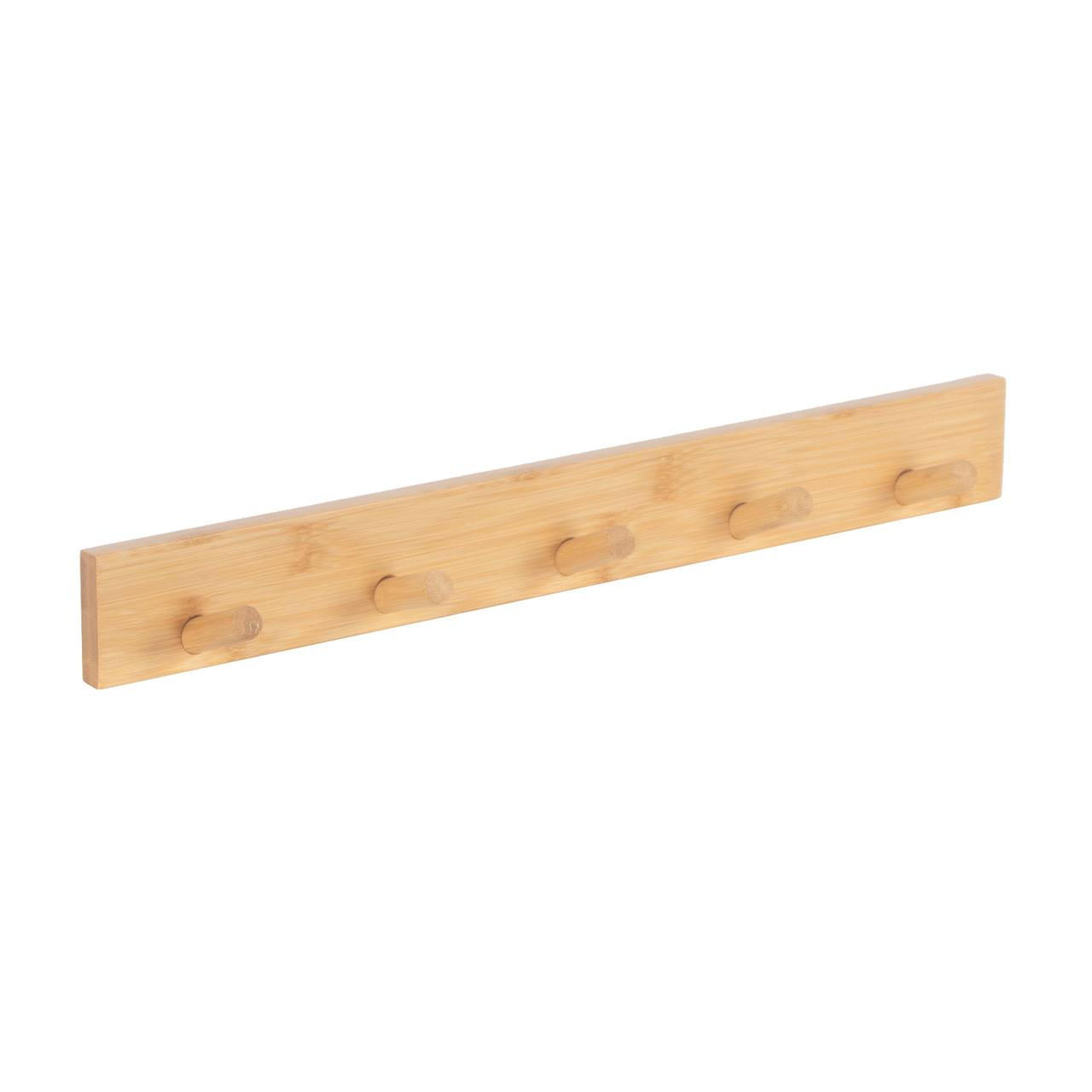WANDGARDEROBE Bambus Natur 5 Haken 50x1,5x6 cm - Naturfarben, Naturmaterialien (50/5.5/6cm) - Begryf