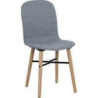 STUHL Eiche massiv, gepolstert - Eichefarben/Grau, Holz (45/87/48cm) - Vox Möbel