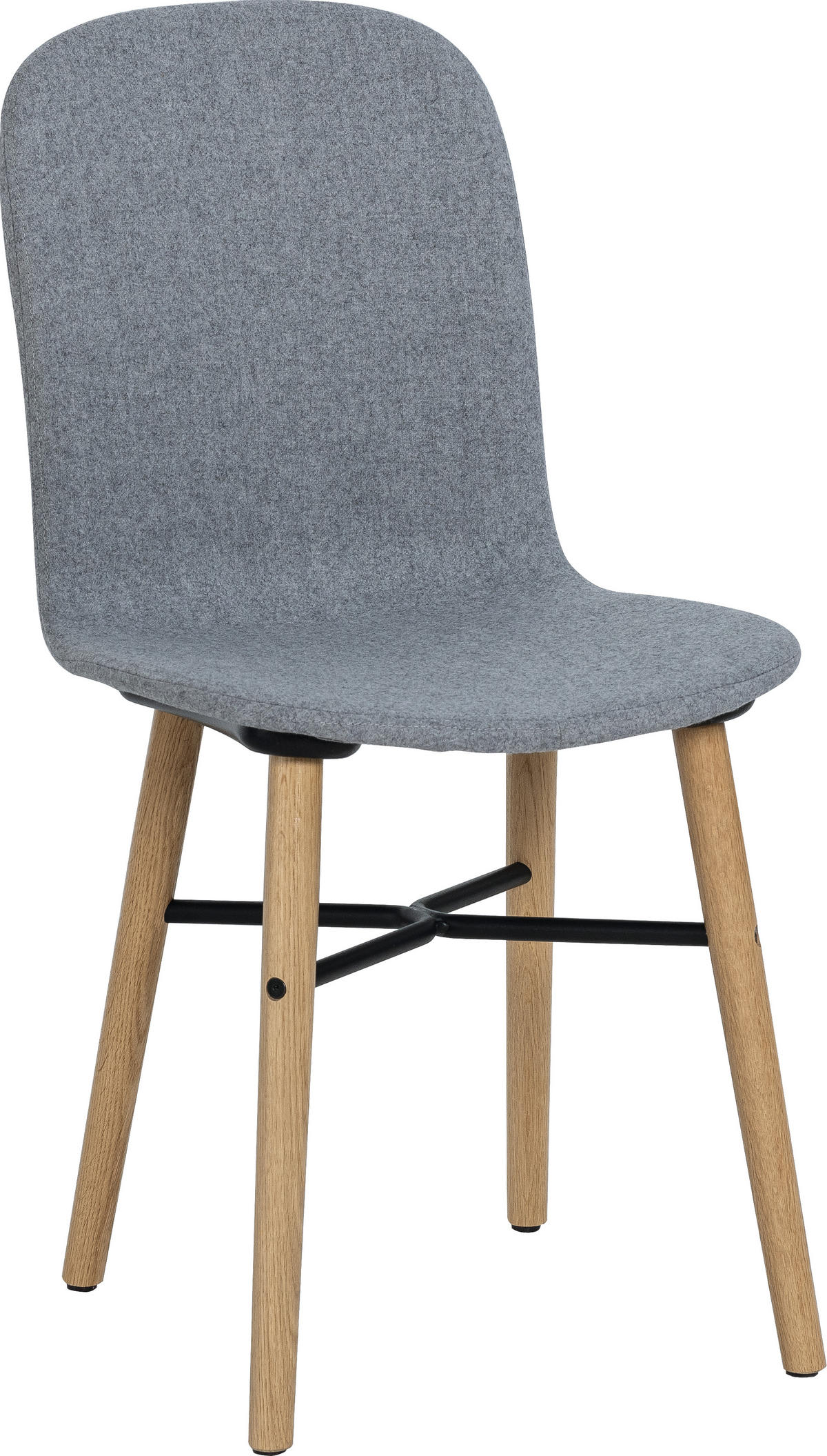 STUHL Eiche massiv, gepolstert - Eichefarben/Grau, Holz (45/87/48cm) - Vox Möbel