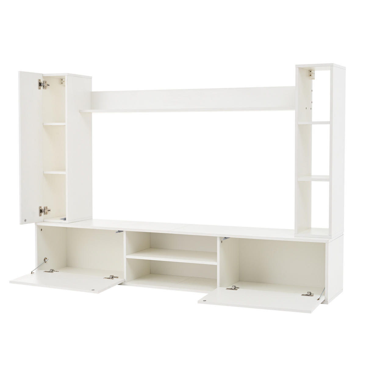 TV-WOHNWAND-SET(KOMPLETT-SET, 4-St) 180/35/33,5 cm aus Spanplatte mit flexibler Wand- und Standmontage Weiß - Weiß, Holzwerkstoff (180/33.5/35cm) - Modenvie