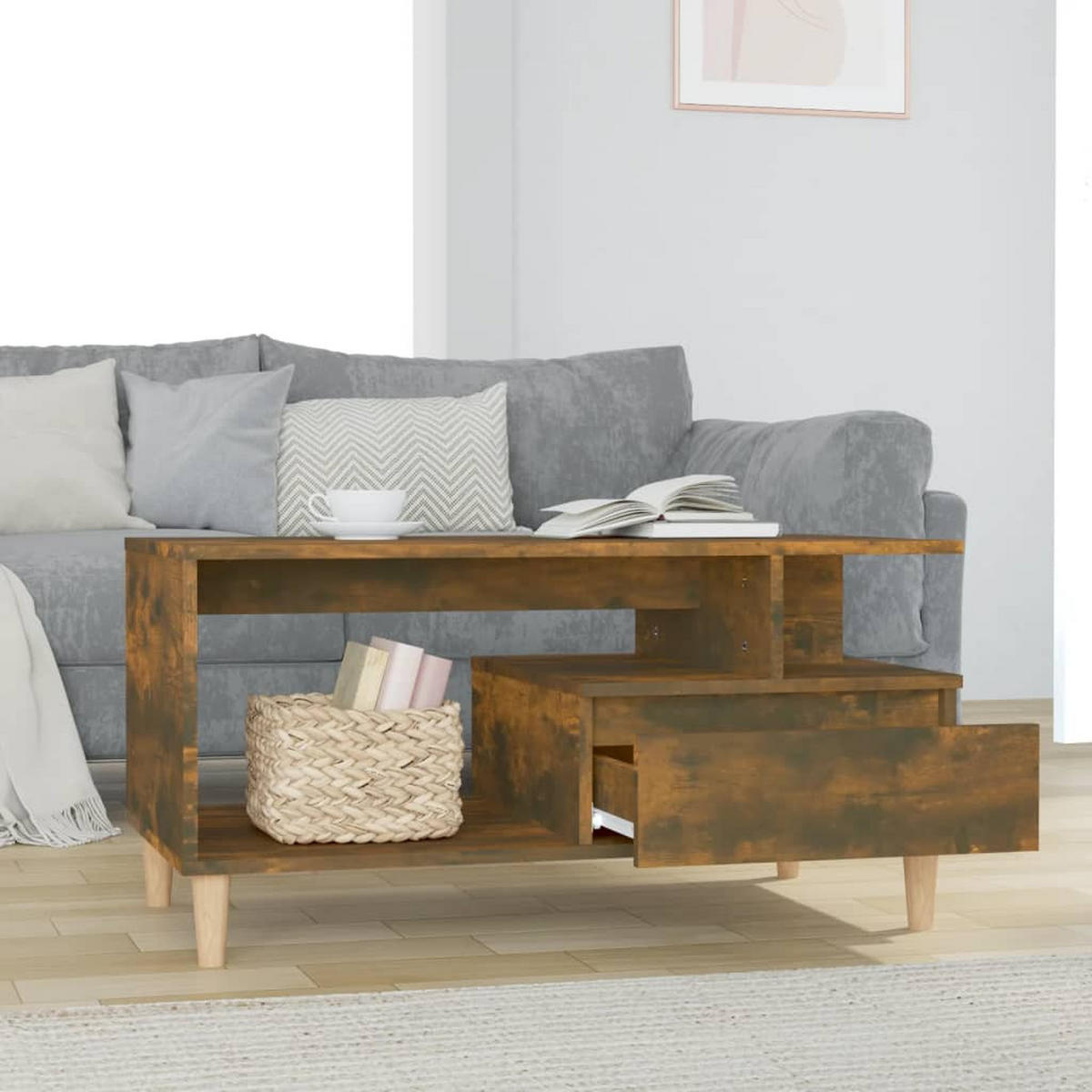 COUCHTISCH Räuchereiche 90x49x45 cm Holzwerkstoff - Braun, Holzwerkstoff (90/49/45cm) - furnicato