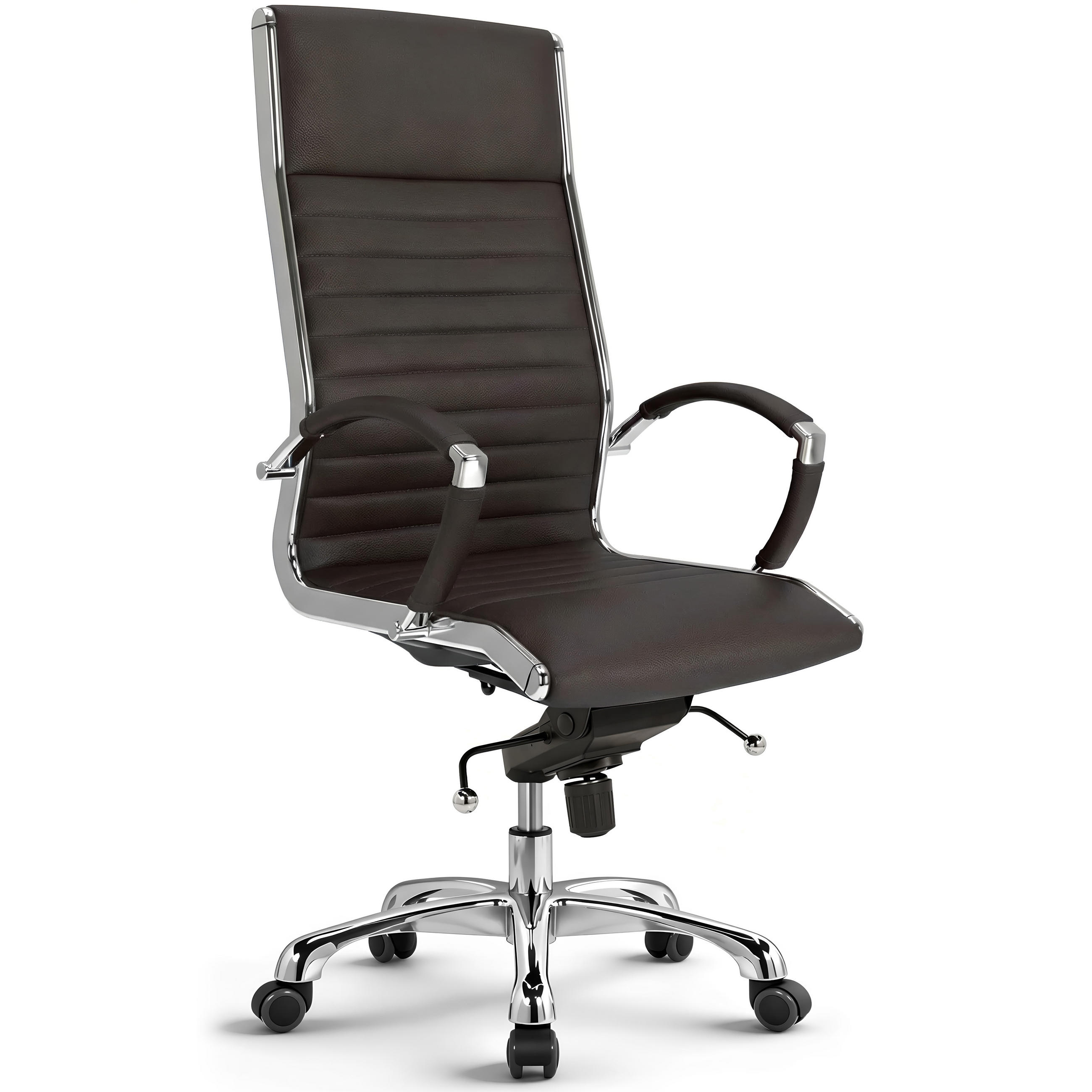 BÜROSTUHL Montreal Echtleder Braun – ergonomisch, 150 kg belastbar, Sitzhöhe 52-64cm - Braun, Leder/Metall (60/121/60cm) - Versee
