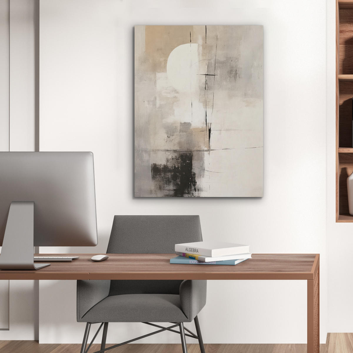 AKUSTIKPANEEL Abstrakt - Kunst - Grau 60x80 cm - Hellgrau, Textil (60/0.9/80cm) - MuchoWow