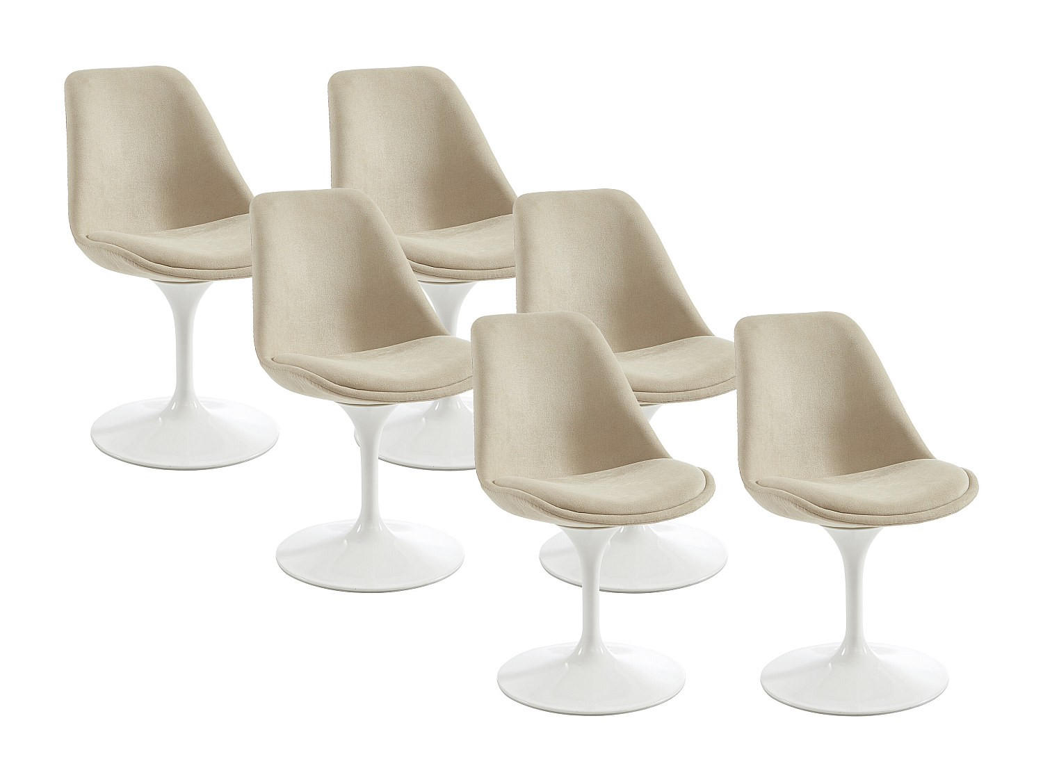 STUHL 6er-Set - Strukturstoff & Stahl - Beige & Weiß - XAFY - Beige, Textil (48/79.5/61.5cm) - Vente-Unique