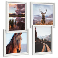 BILDER SET 4er Set - 50x50 cm & 40x60 cm Weißer Rahmen - Berglandschaften, Rentiere, Pferdestraße - Weiß, Kunststoff (50/50cm) - TULUP