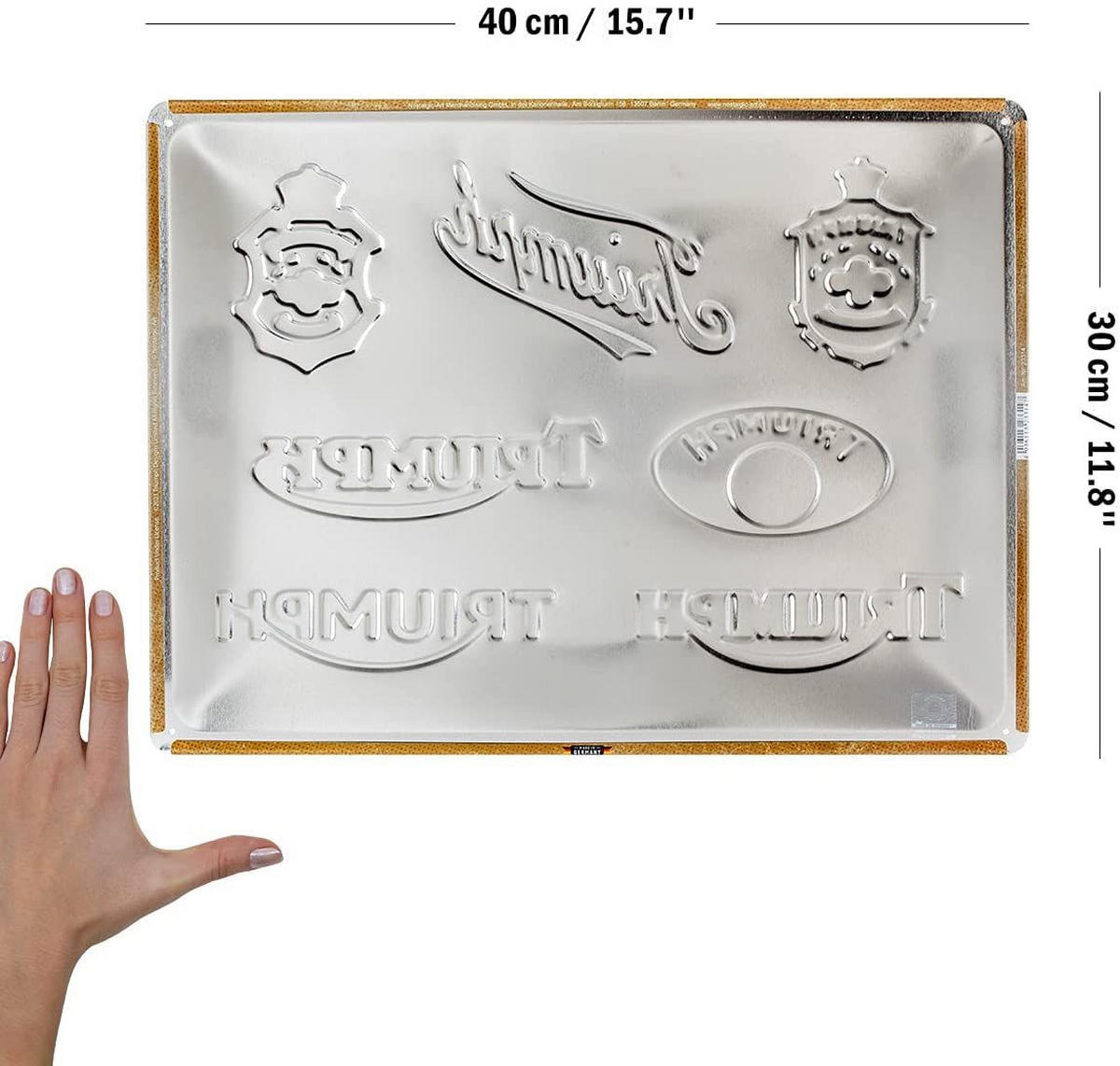 BLECHSCHILD 30/40 cm Triumph Logo Evolution - Multicolor, Metall (40/30/0.2cm) - Nostalgic-Art