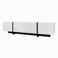 LOWBOARD in Weiß und Schwarz mit 3 Türen und 2 Schubladen für Wohnzimmer, B190/T35/H45 cm - Weiß, Holzwerkstoff (190/45/35cm) - STILVORA