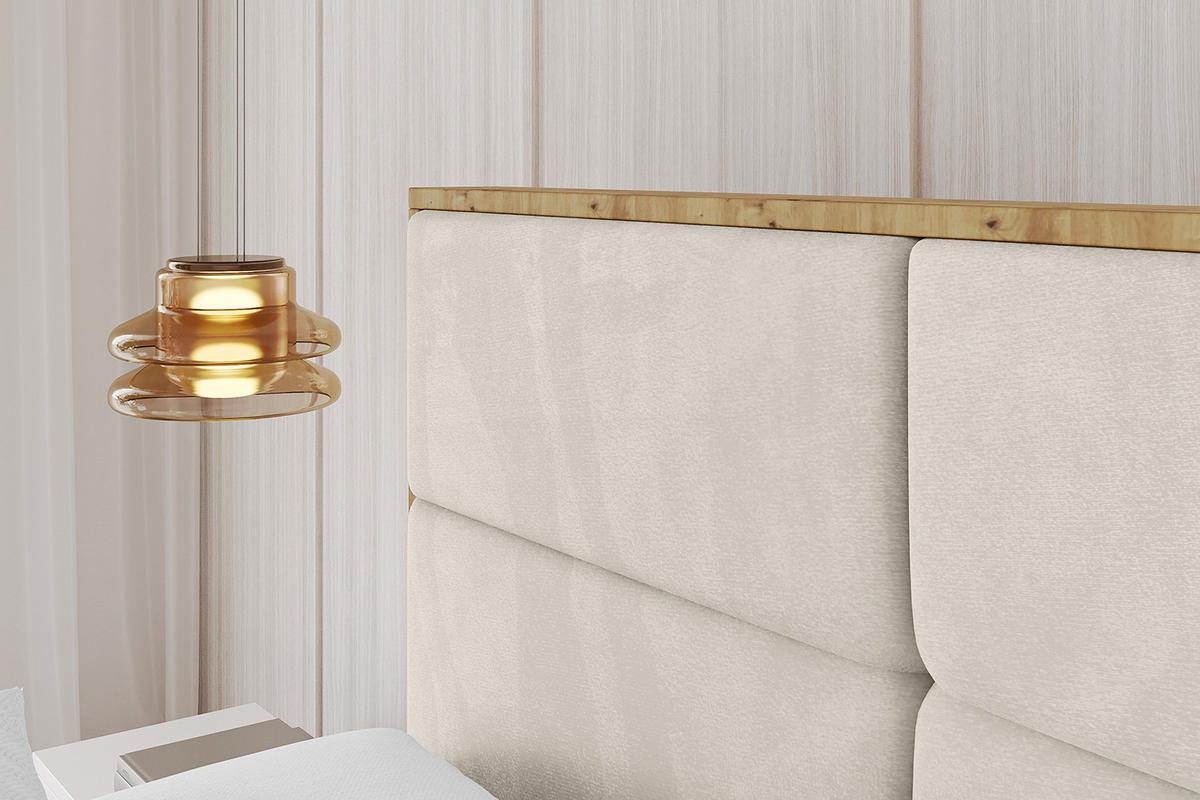 POLSTERBETT mit Bettkasten, Fußteil und Lattenrost, Boxbett mit Matratze H3/H4 - ENZO1-Z 120x200 Beige - Beige, Holzwerkstoff/Textil (120/200cm) - ALTDECOR