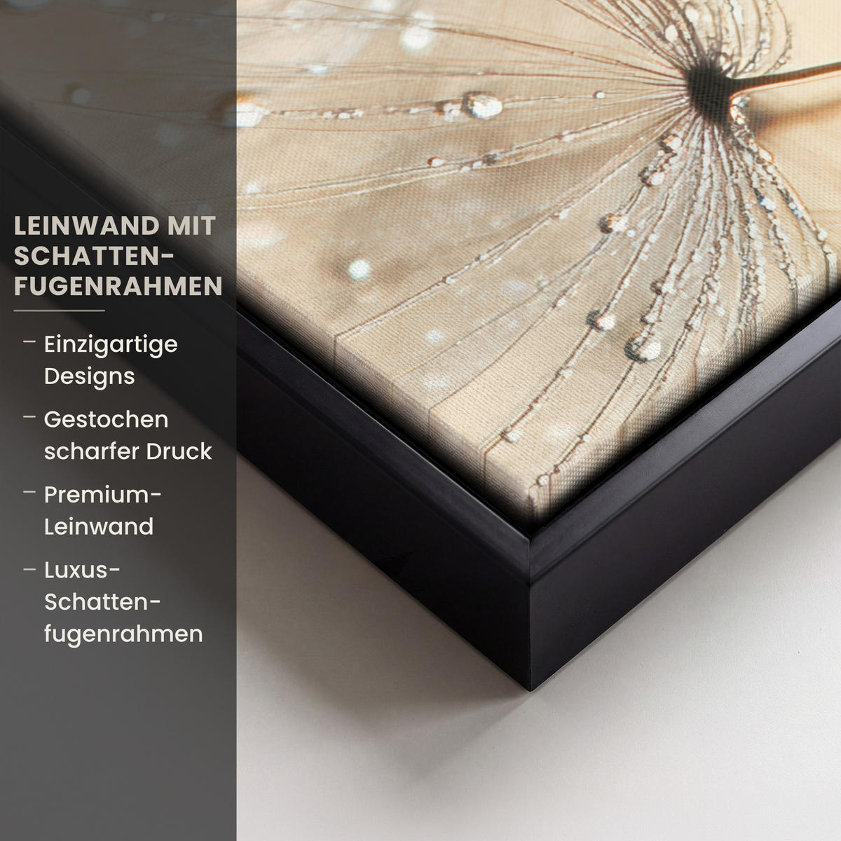 LEINWAND Bilder mit Rahmen - Löwenzahn - Abstrakt - Natur - Beige - 30x40 - Braun, Textil (30/40cm) - MuchoWow