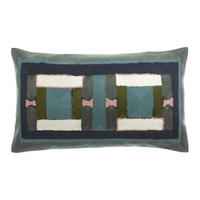 BESTICKTES KISSEN Taho graugrün 30 x 50 cm - Grün, Textil (30/50cm) - Vivaraise