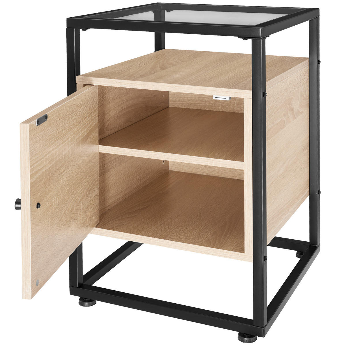 NACHTSCHRANK Kidderminster,40 x 43 60,5 cm,Industrial Holz hell, Eiche Sonoma - Naturfarben, Holzwerkstoff (43/60.5/40cm) - tectake