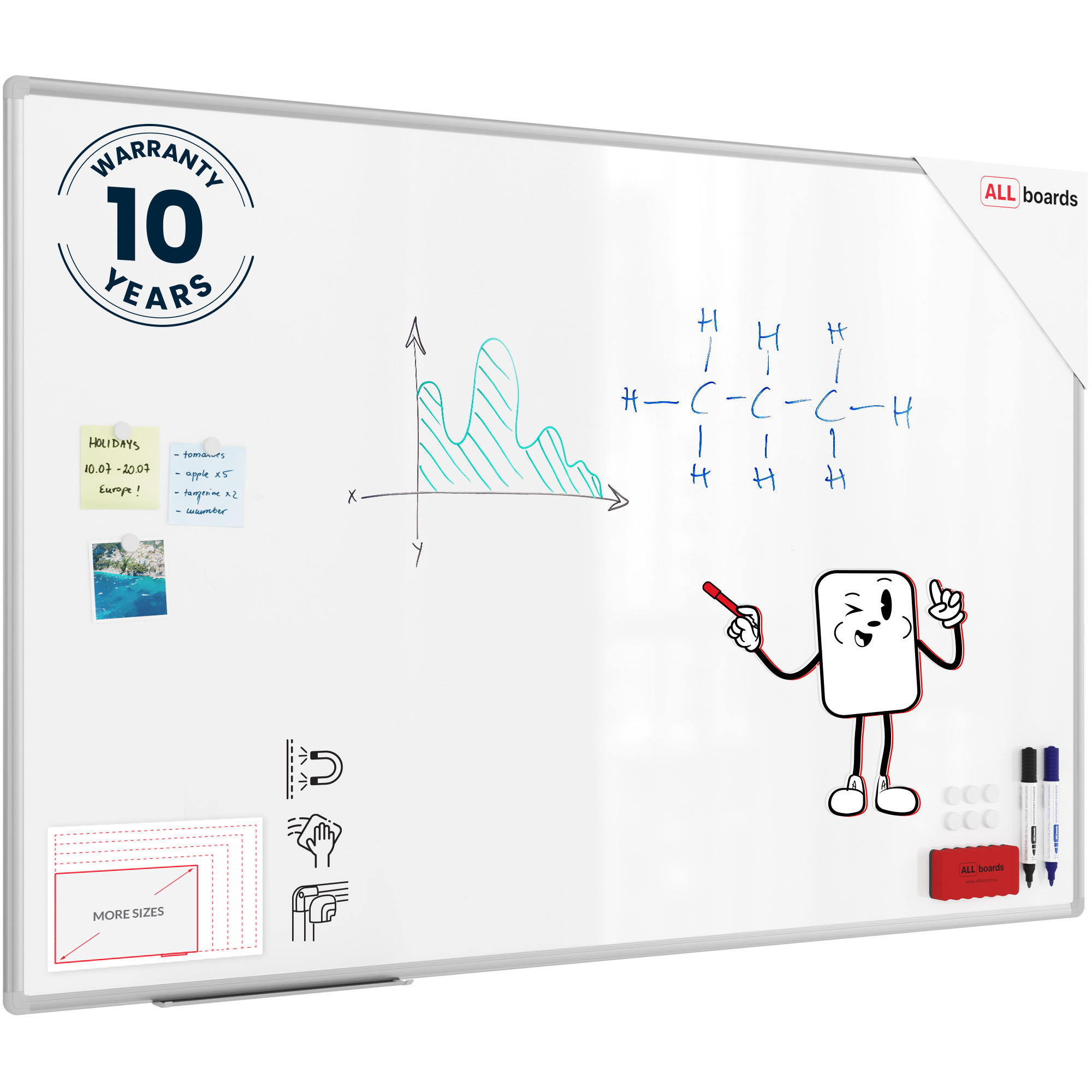 MAGNETISCHES Whiteboard - PREMIUM EXPO Alurahmen 150x100cm - Weiß, Metall (150/100/1.6cm) - ALLboards