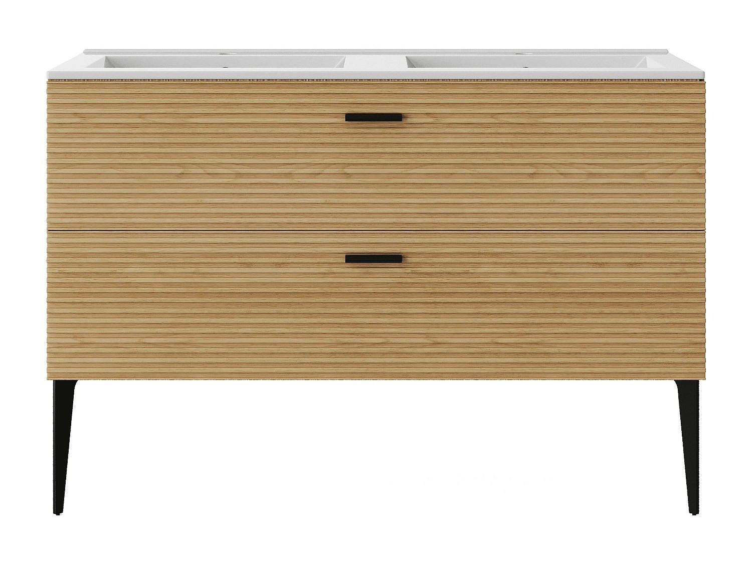 DOPPELWASCHTISCH - 120 cm x 46 cm - Holz, Platte - Naturfarben Hell - SARONE - Naturfarben, Holz (120/55/46cm) - Vente-Unique