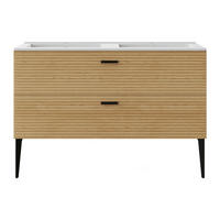 DOPPELWASCHTISCH - 120 cm x 46 cm - Holz, Platte - Naturfarben Hell - SARONE - Naturfarben, Holz (120/55/46cm) - Vente-Unique