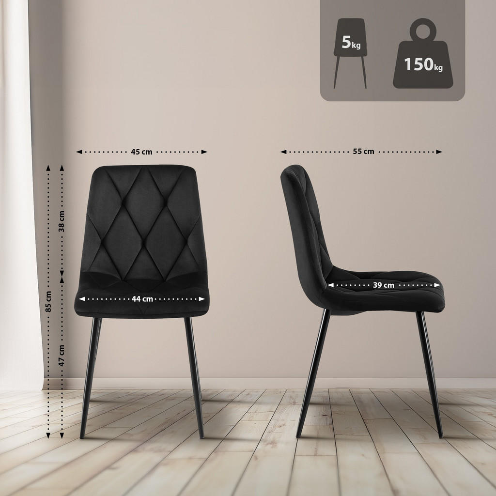 Thumbnail - CLP Stuhl, Schwarz, Textil, 45x85x55 cm, Esszimmer, Stühle, Esszimmerstühle, Vierfußstühle
