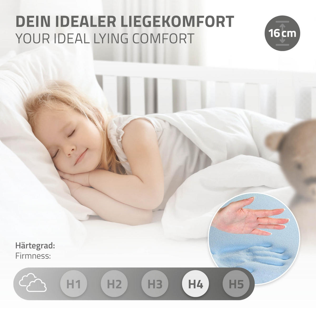 KINDERBETT 90x200 cm Weiß mit Matratze H:16 cm - Weiß, Kunststoff (90/200cm) - ML-DESIGN