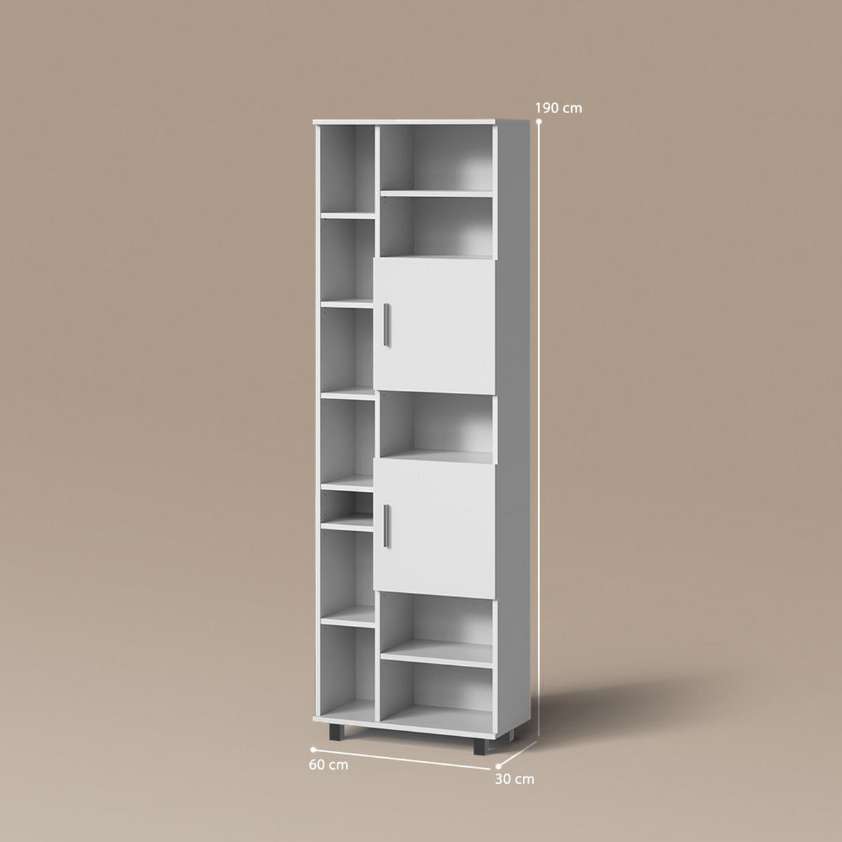 BADSCHRANK Eisak Weiß 60 x 190 cm - Weiß, Holzwerkstoff (60/190/30cm) - Livinity®