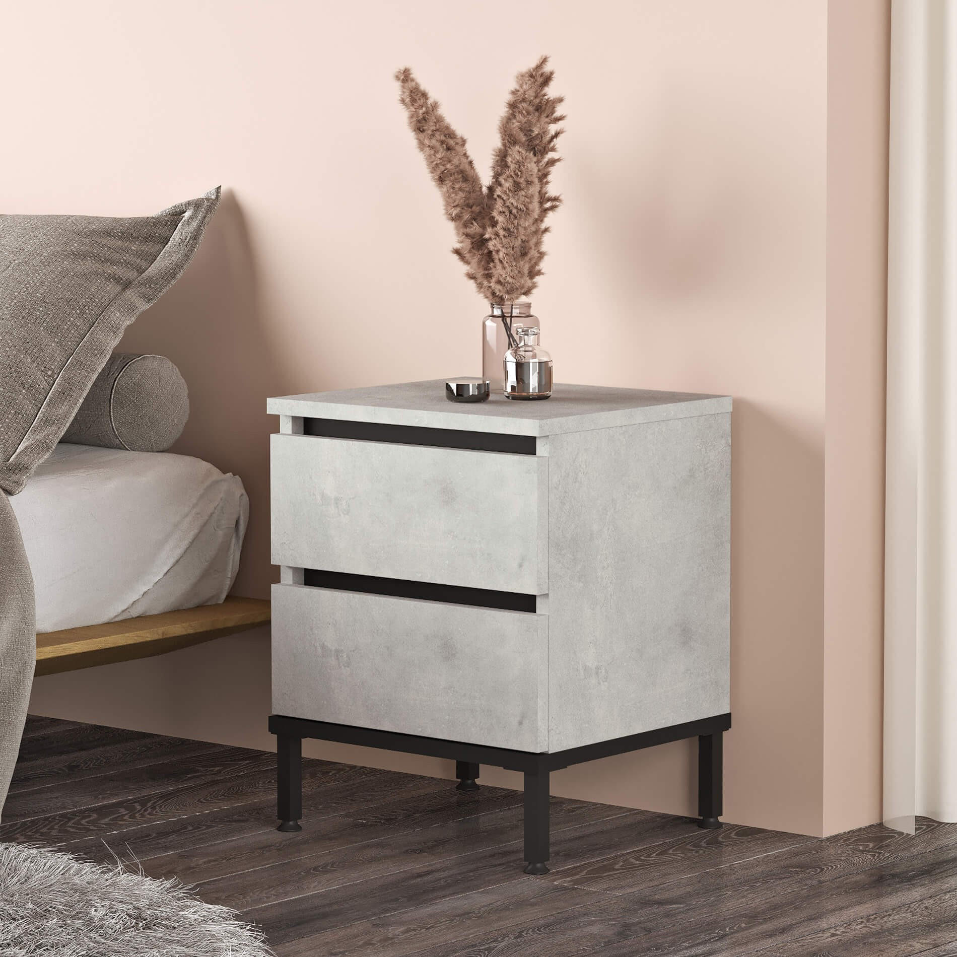 NACHTTISCH 40/35,5/49 cm - Grau, Holz (40/49/35.5cm) - Mobili Rebecca