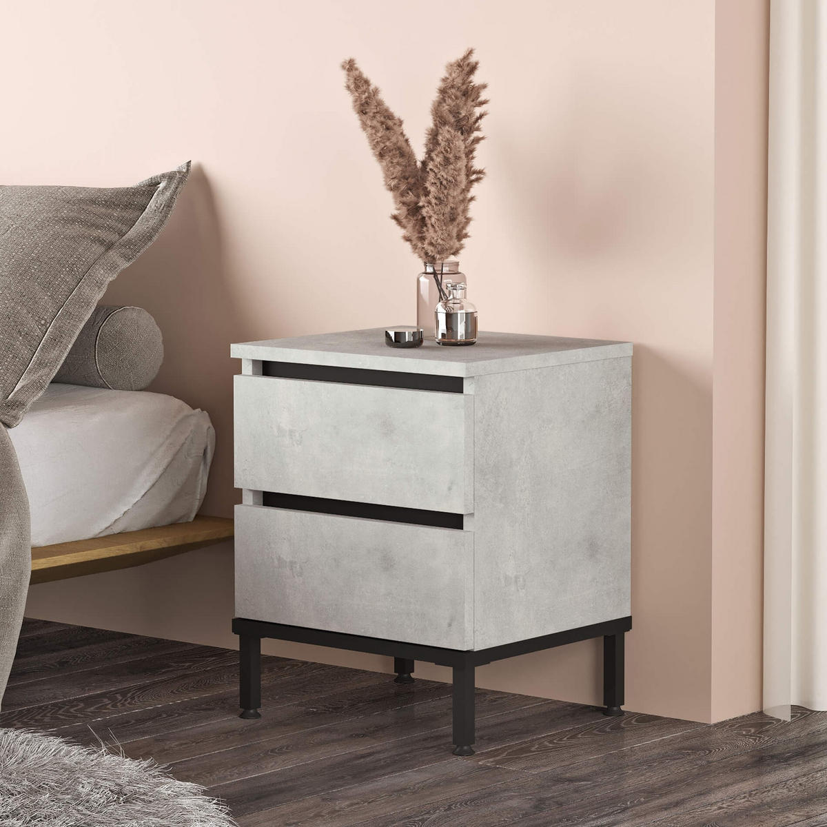 NACHTTISCH 40/35,5/49 cm - Grau, Holz (40/49/35.5cm) - Mobili Rebecca