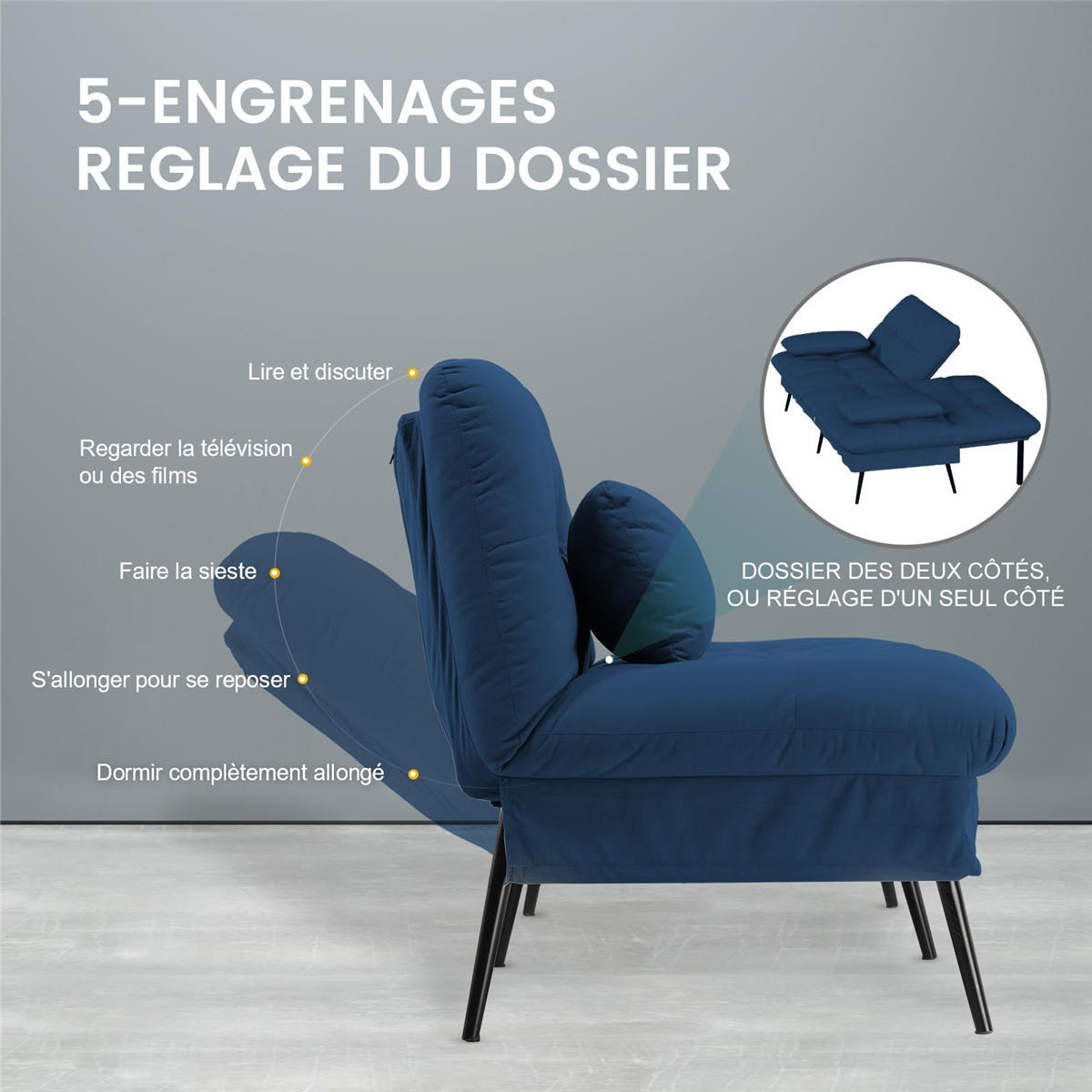 SCHLAFSOFA 3-Sitzer Gästebett mit Stoffbezug, Blau - Blau, Textil (174/42/102cm) - Kaket