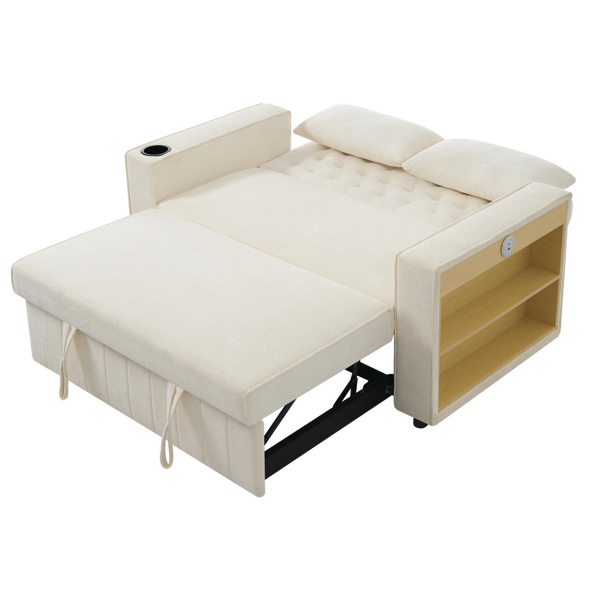 SCHLAFSOFA mit Schlaffunktion 140 x 137 x 84 cm Chenille Beige - Beige, Metall (137/84/140cm) - Meubliv