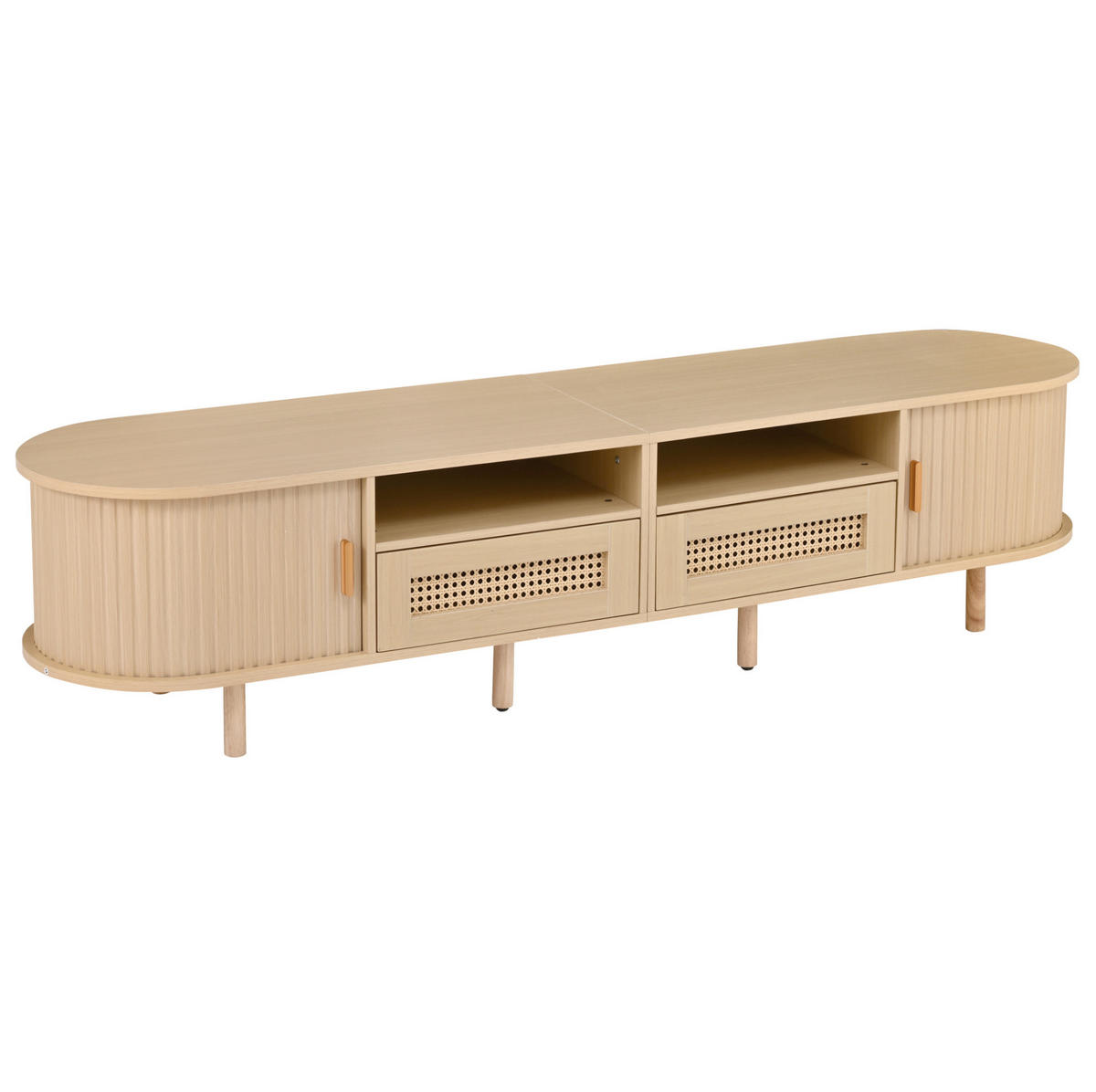 LOWBOARD 170/40/40 cm mit 2 Schubladen und 2 Schiebetüren in Eichefarben - Naturfarben, Holzwerkstoff (170/40/40cm) - BEAOK