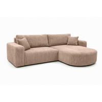 ECKSOFA Mit Schlaffunktion, Cordstoff Tilia, Braun, Rechts, ROUND ONE - Braun, Holz (244/175cm) - Kaiser Möbel