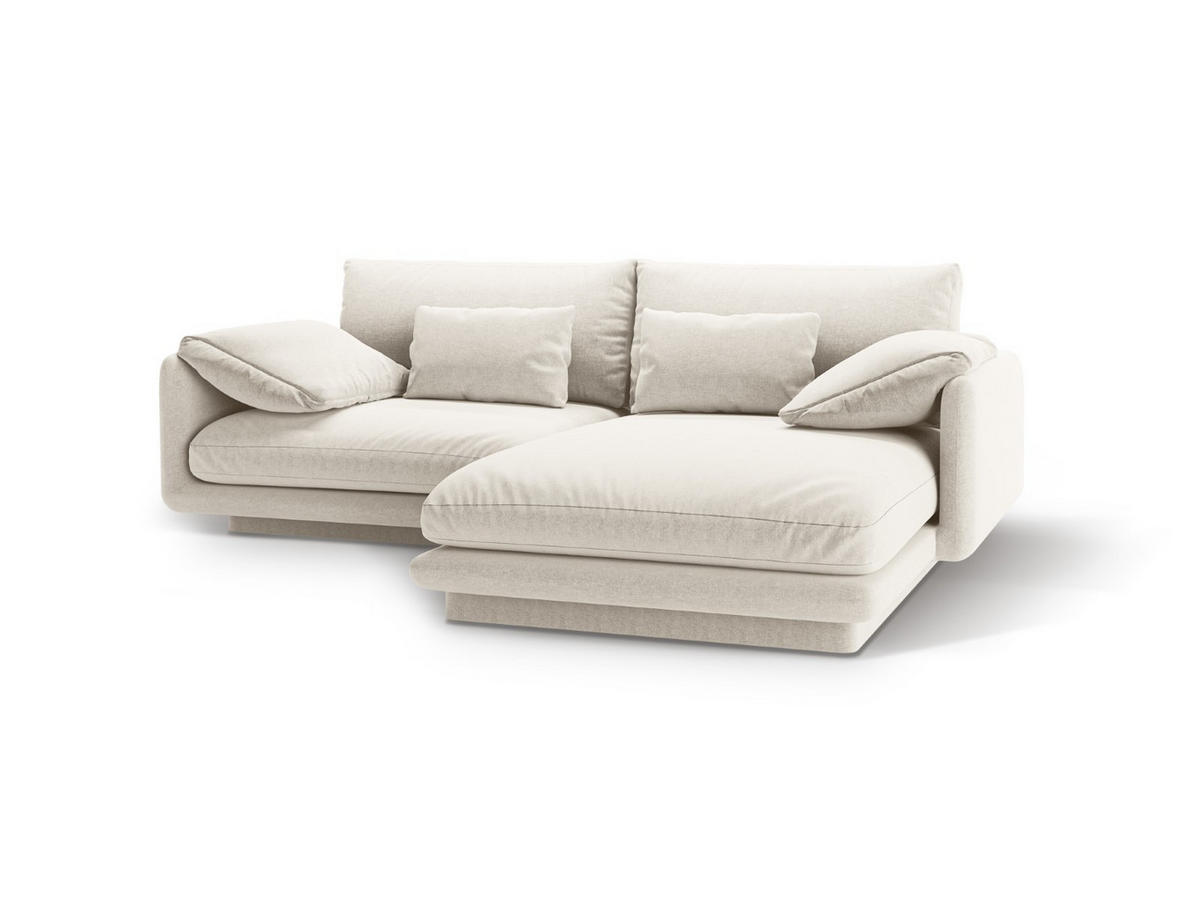 ECKSOFA rechts Torino aus strukturiertem Stoff elfenbein 3 Sitzplätze - Ecru, Textil (170/220cm) - Micadoni