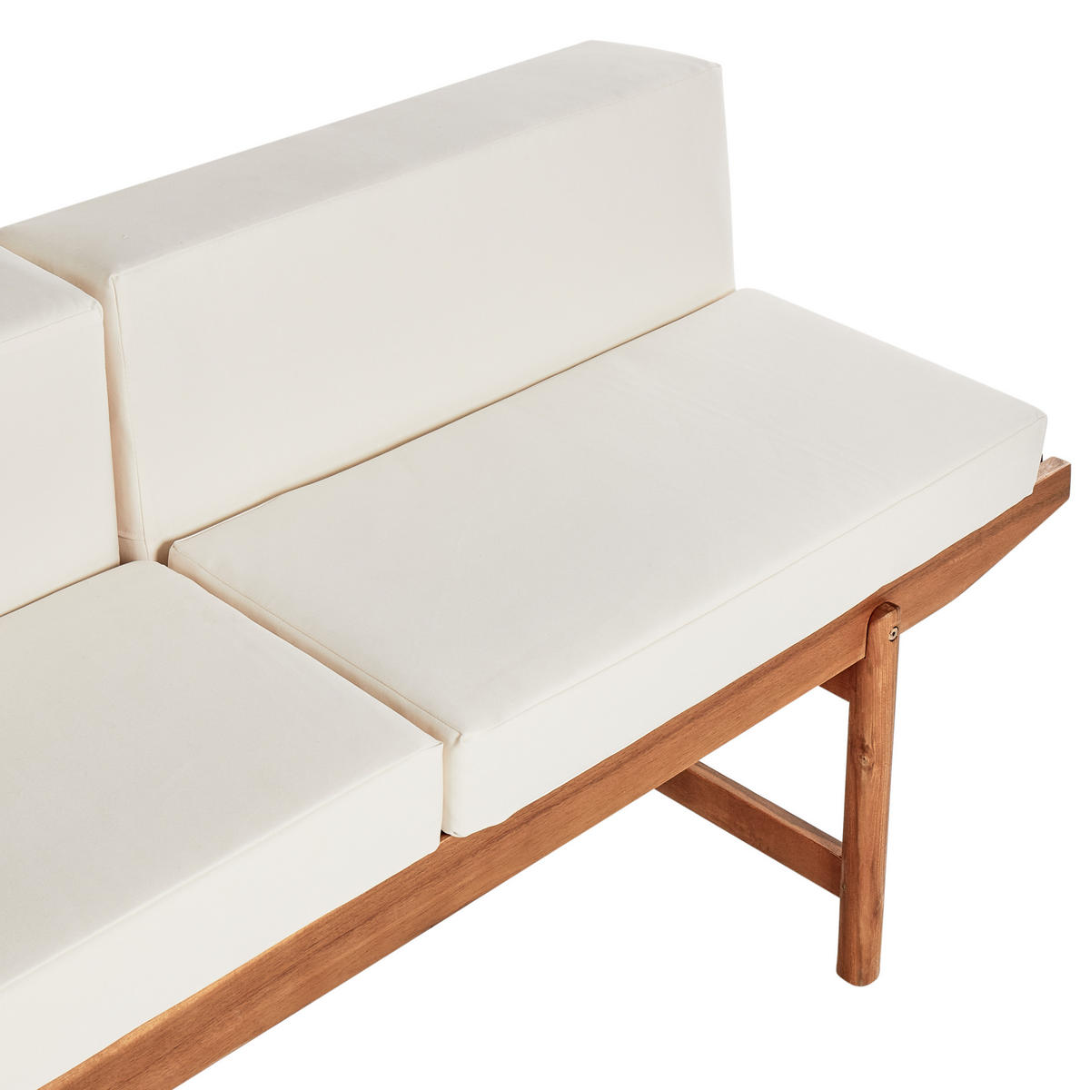 GARTENBANK 2-Sitzer Heller Holzfarbton Giaveno - Hellbraun/Weiß, Holz (210/84/65cm) - Beliani