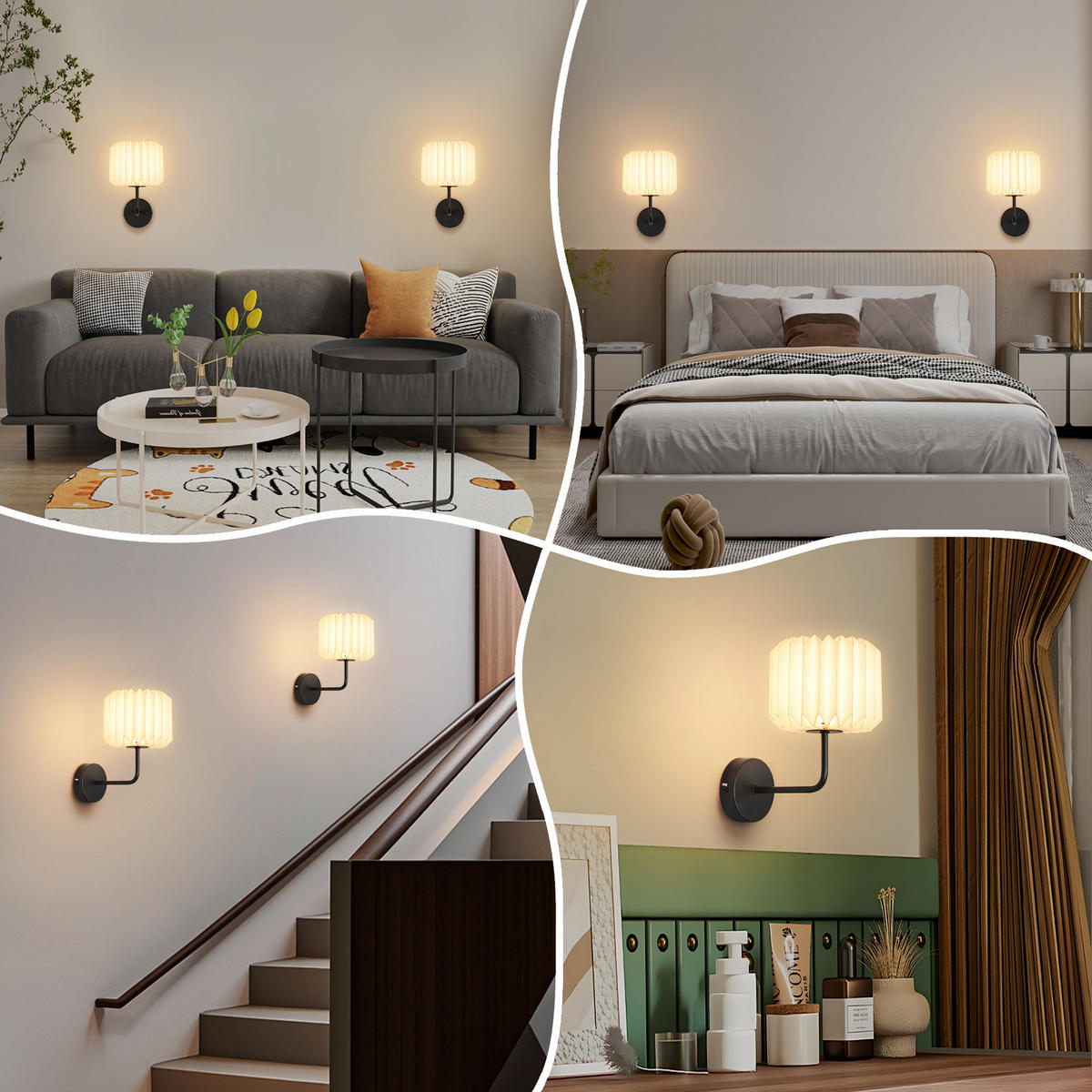 WANDLEUCHTE Leuchth 14.5/24.7/22 cm - Weiß, Papier (22/24.7/22cm) - ZMH