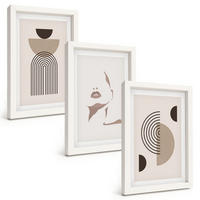 BILDER SET 3er Set - 20x30 cm Weißer Rahmen - Abstrakte Formen und Gesicht - Weiß, Kunststoff (20/30cm) - TULUP