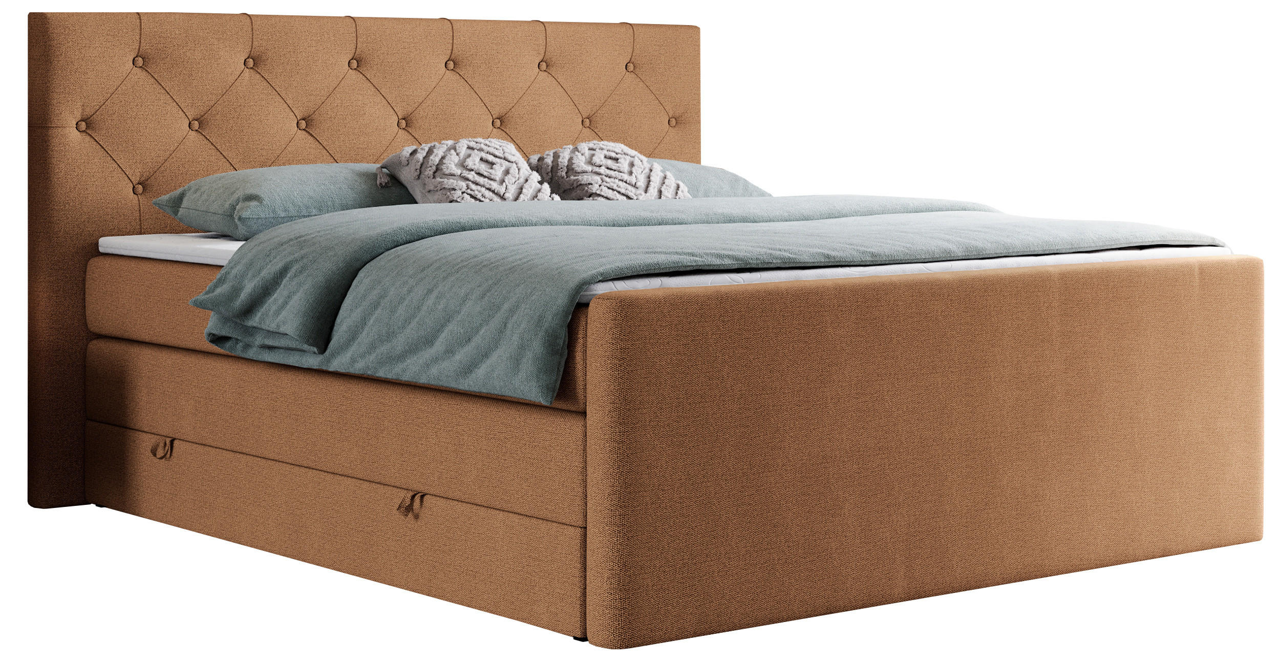 BOXSPRINGBETT KING VELEN 140/200 Orange Struktur - H3 - Orange, Holz/Textil (140/200cm) - MKS