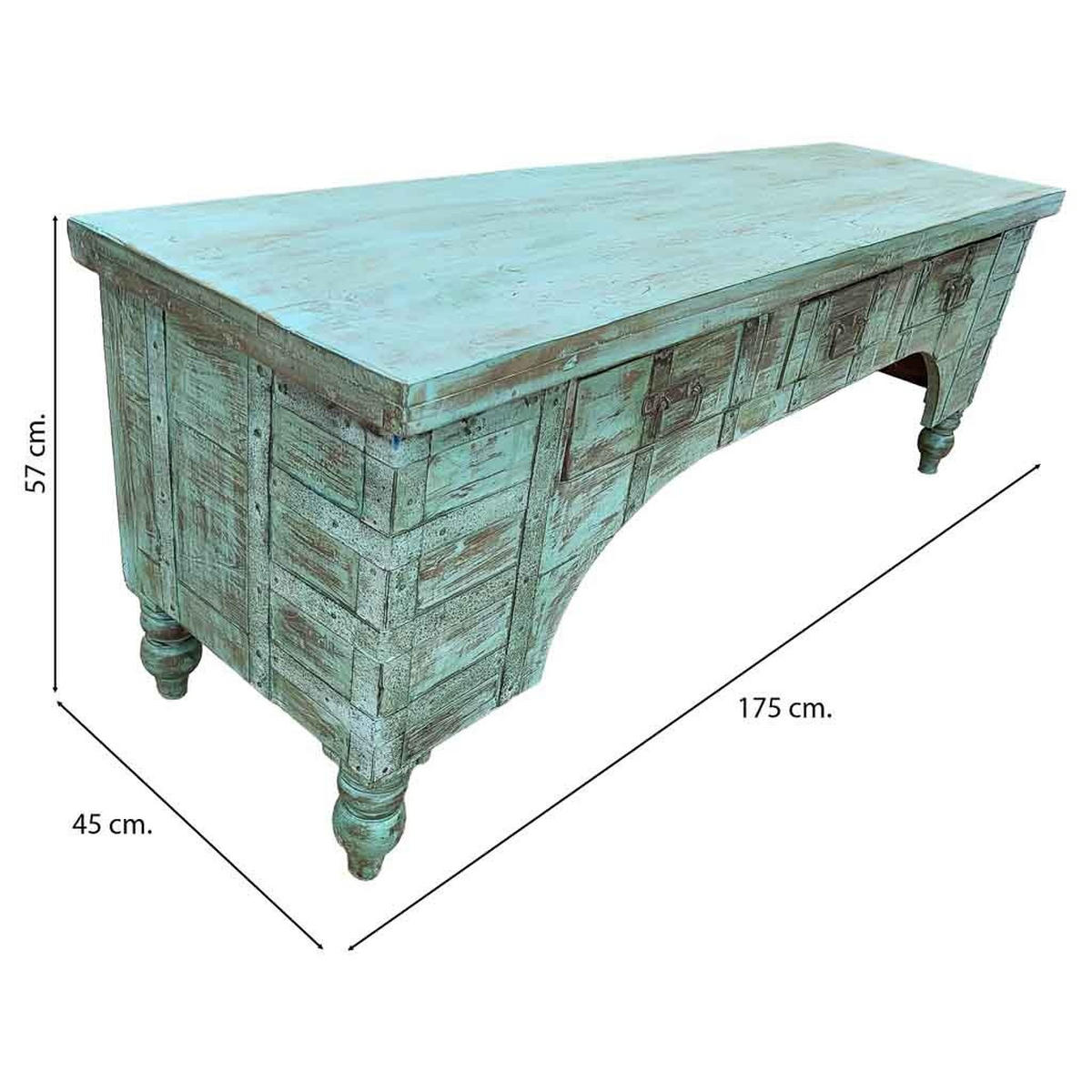 TV-LOWBOARD aus Holz, 175x45x57cm - Grün, Holz (175/57/45cm) - Wanderlust