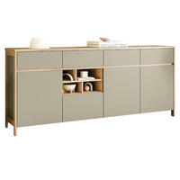 SIDEBOARD Salbei grün, Eiche, Kommode skandinavisch 193 cm, Soft-Close - Salbeigrün/Eichefarben, Holzwerkstoff (193/85/39cm) - Furn.Design