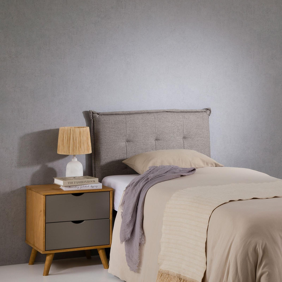 KOPFTEIL JALEYA 90X190 CM - Grau, Textil (91/99/7cm) - IDIMEX