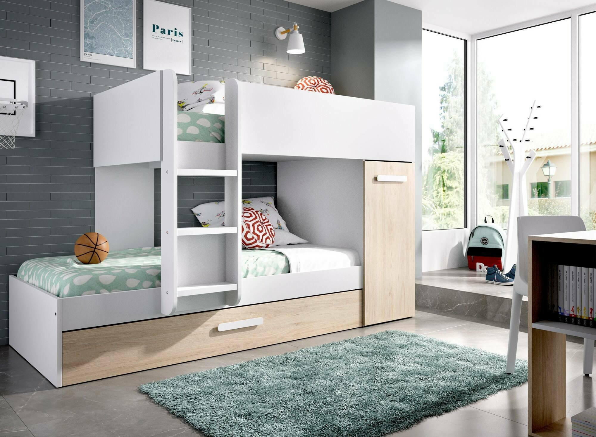 SCHLAFZIMMER Eiche, Weiß 112/244/150 cm - Weiß, Holzwerkstoff - DMORA